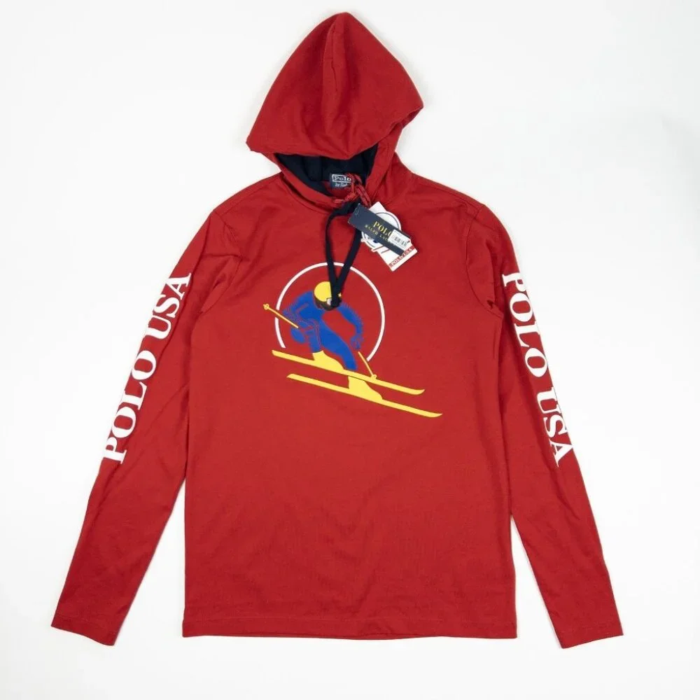 Polo Ralph Lauren Suicide Skier Hoodie Men's XS Pullover Lightweight Red - Picture 2 of 14